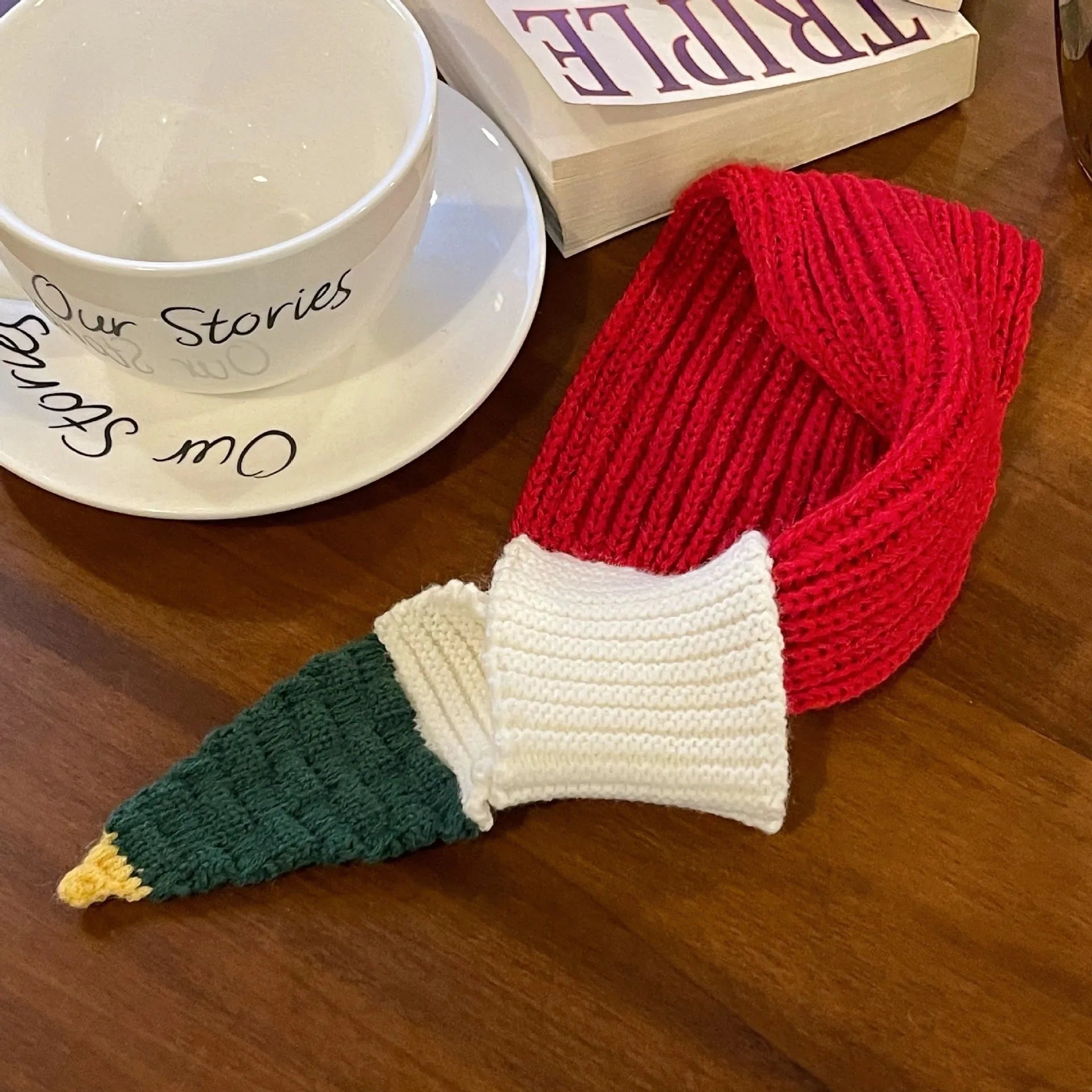 Red wool pet Christmas sweater for dogs and cats, available in sizes S to 2XL, casual style