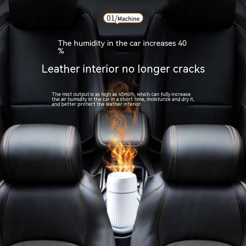 Car simulation flame aroma diffuser automatic sprayer black white ABS plastic 70x70x143mm
