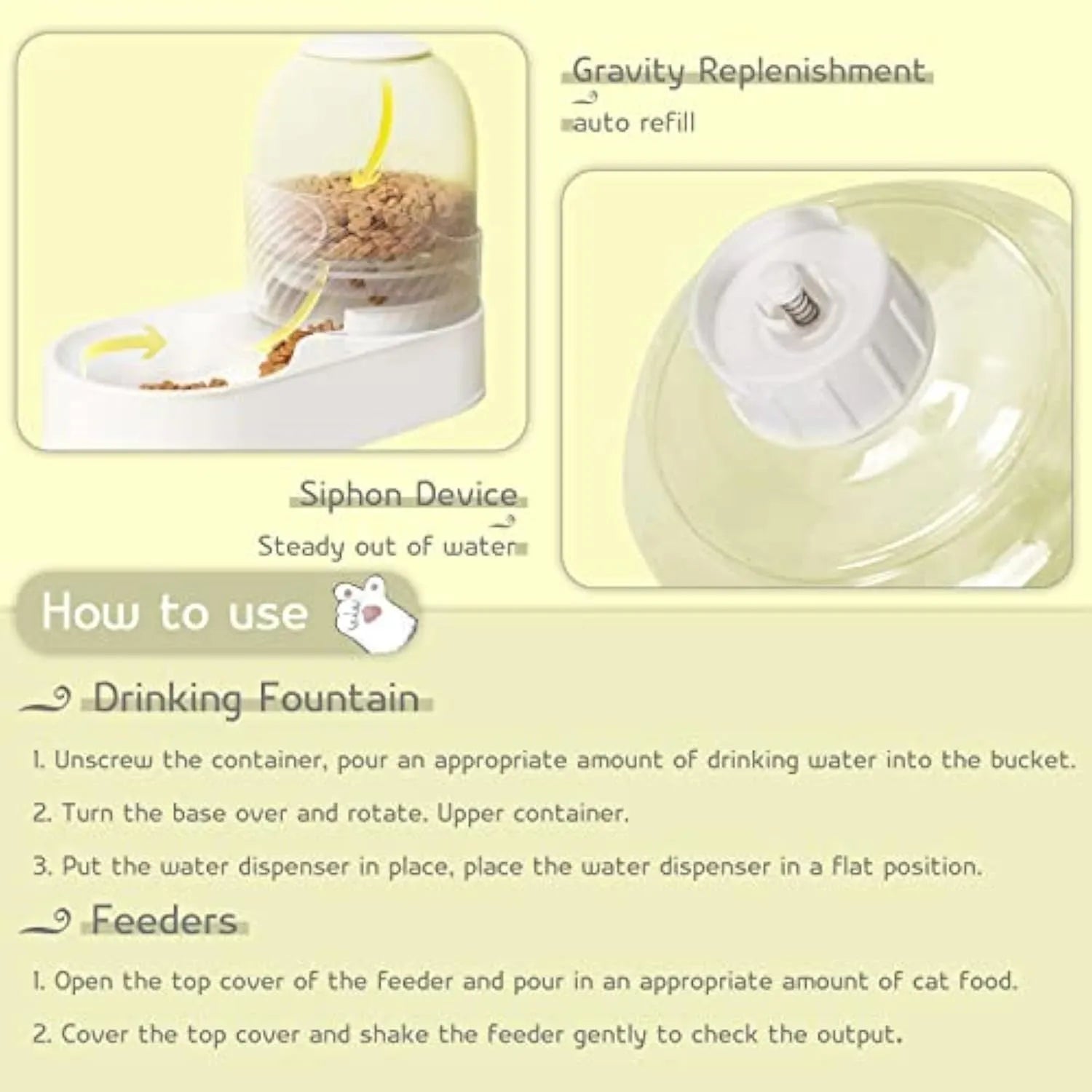White automatic cat feeder and water dispenser set with wave-patterned shell.