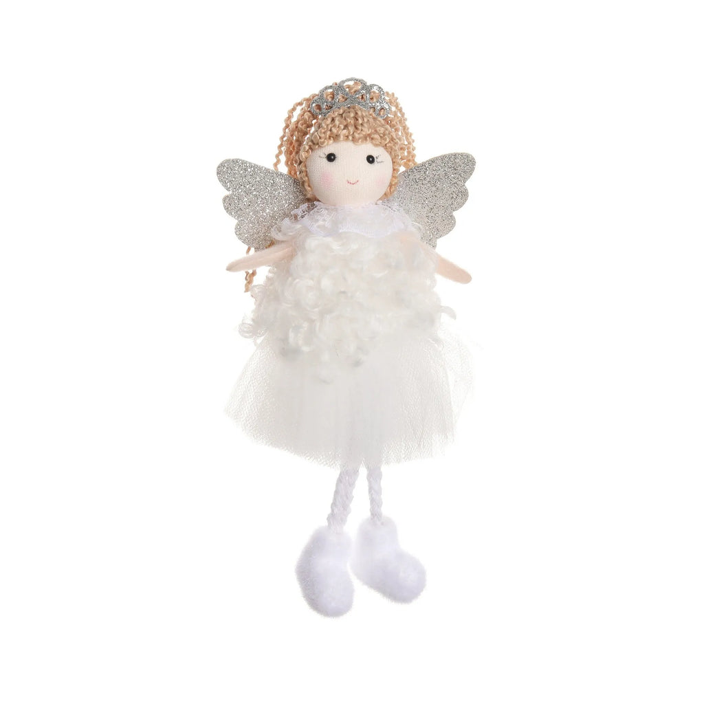 Christmas angel girl cloth pendant for high ponytail hairstyles in white, pink, khaki colours