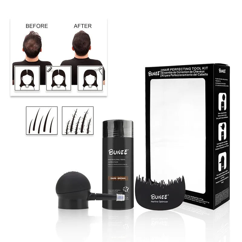 Dense hair fibre powder three-piece set boxed with nine colour options for thinning hair coverage