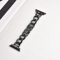 Metal chain link watch strap for Apple Watch in silver, black, gold, rose gold, or Starlight colour.