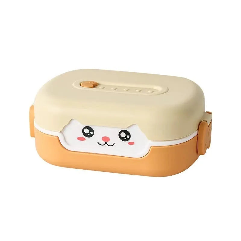 Square plastic divided lunch box for students with 301-500ml capacity and microwave-safe construction