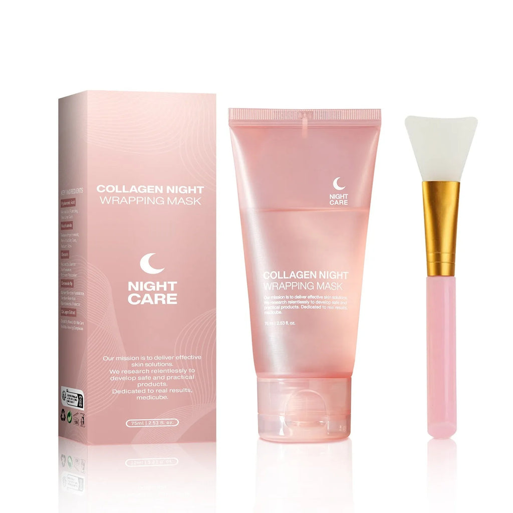 75ml collagen night face mask with application brush for overnight skin treatment