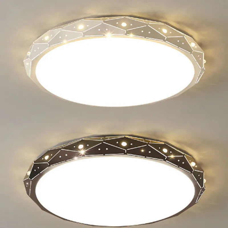 Round LED ceiling lamp with iron frame, black or white, 30-60cm diameter, 18-48W, 220V, for living room or bedroom