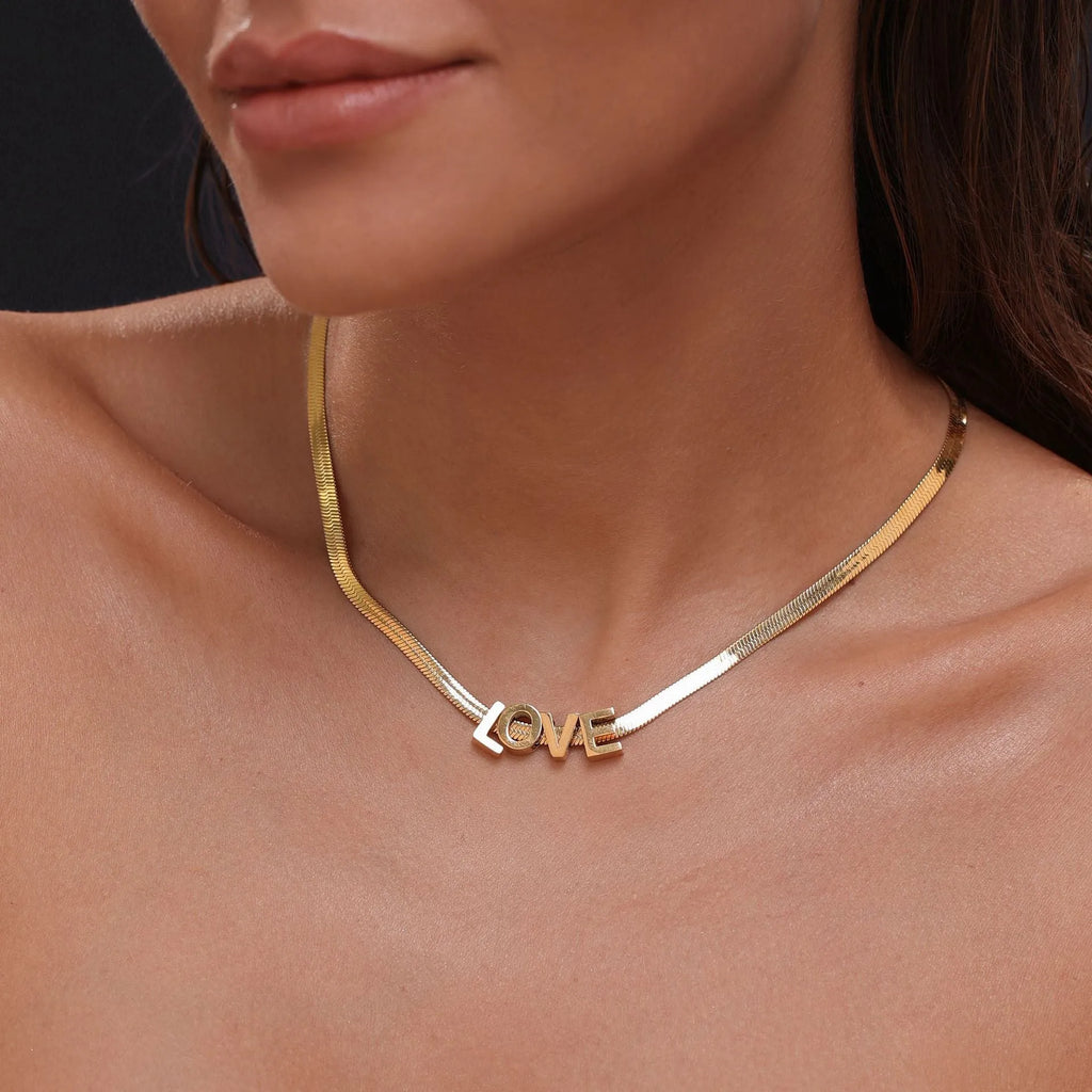 INS Commuter personalisable titanium steel necklace with number and letter pendant options in gold or silver finish