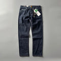 Men's straight leg denim jeans in primary colour blue with mid waist and traditional American retro styling