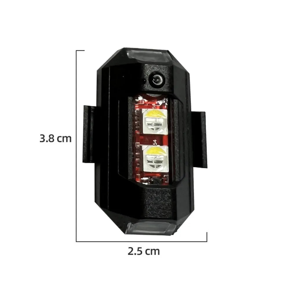 Drone strobe light with 7 RGB colours, Type-C cable, and mounting tapes for universal drone attachment