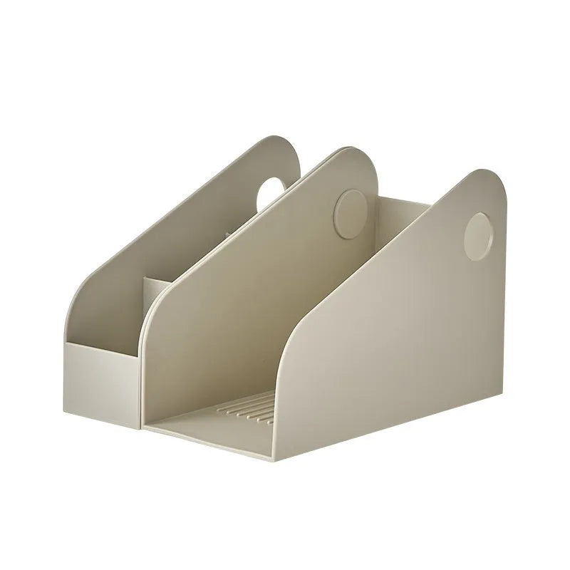 Desktop plastic storage box with two grid compartments for stationery organisation