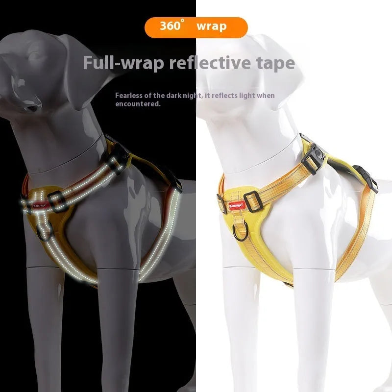 Polyester dog chest harness traction rope in multiple colours with adjustable sizing for secure canine control