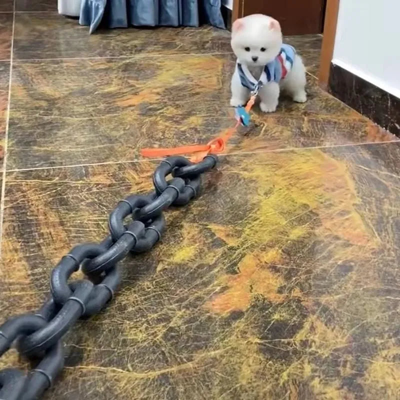 Simulation dog leash prop in metallic colours for video content creation