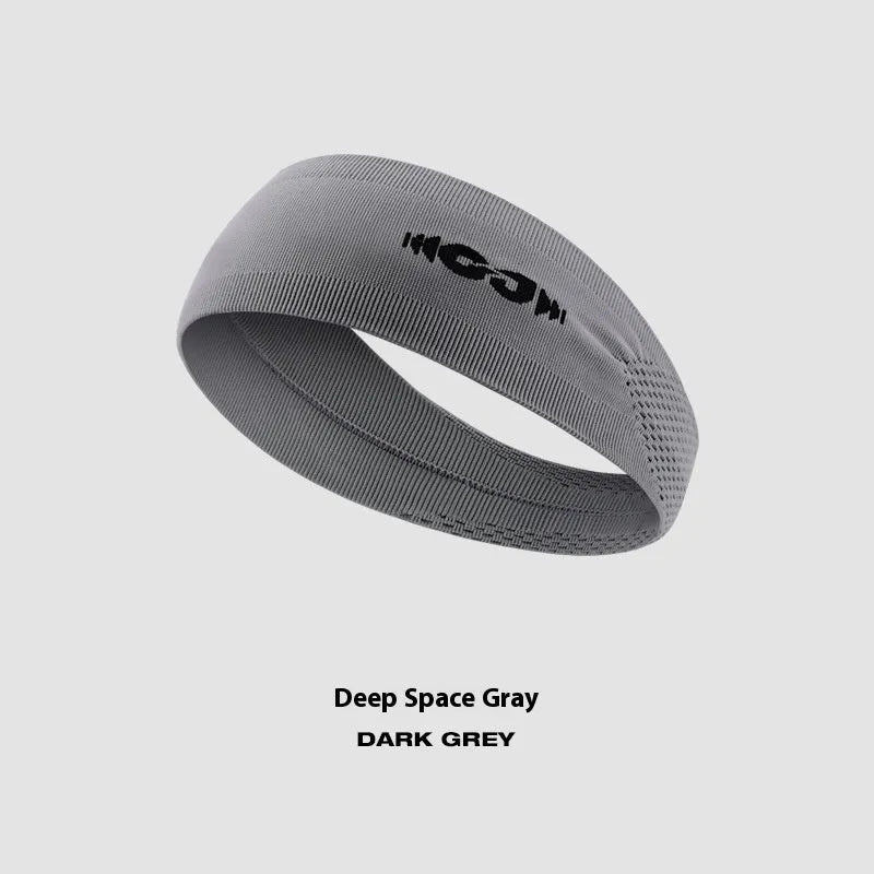 Seamless knitted sports hair band in black, grey and blue colours for running and cycling
