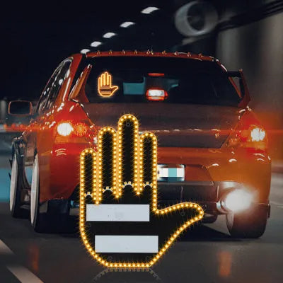 Black plastic gesture light with 176 LED beads showing a middle finger gesture, with remote control