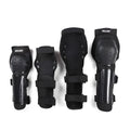Adult black protective knee and elbow pads set with PE rubber shell and Velcro straps for cycling and extreme sports