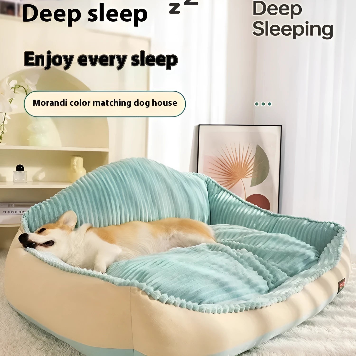 Morandi coloured washable pet sofa mat bed for dogs and cats with a removable cover.
