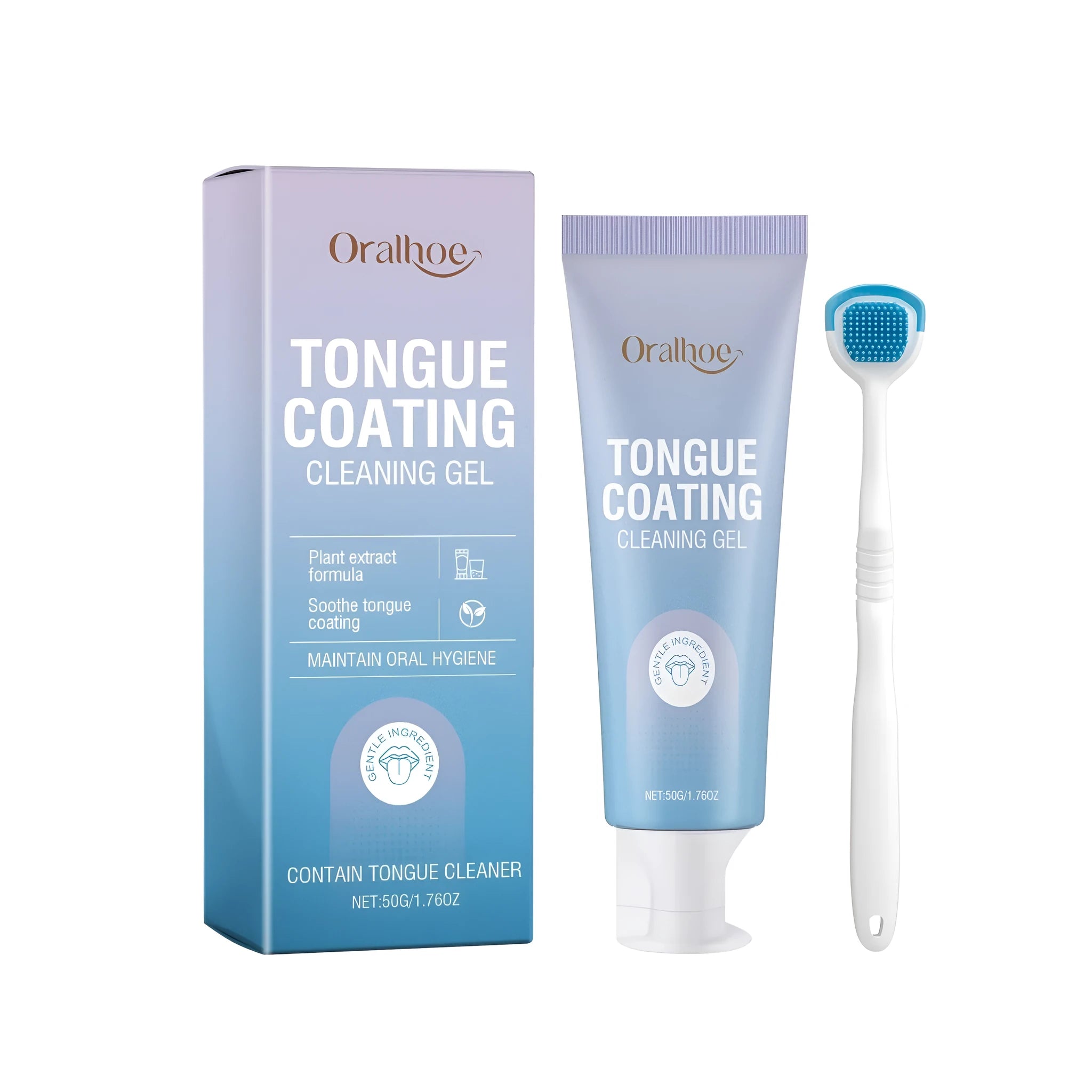 50g tongue cleaning gel tube and separate brush for tongue coating removal