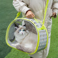 Large transparent hard EVA space capsule-style cat backpack carrier in grass green colour.