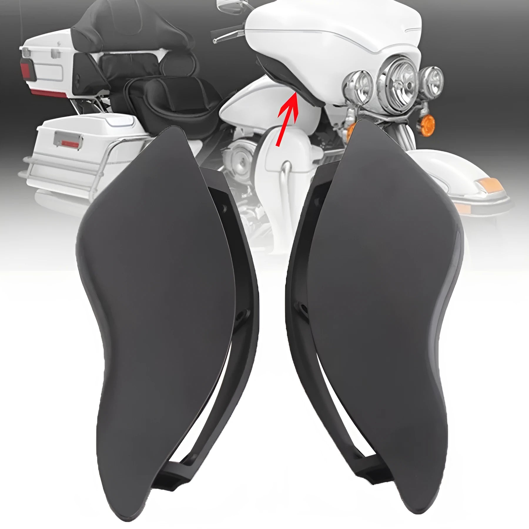 Harley Davidson ABS plastic windshield side wing accessory in black colour