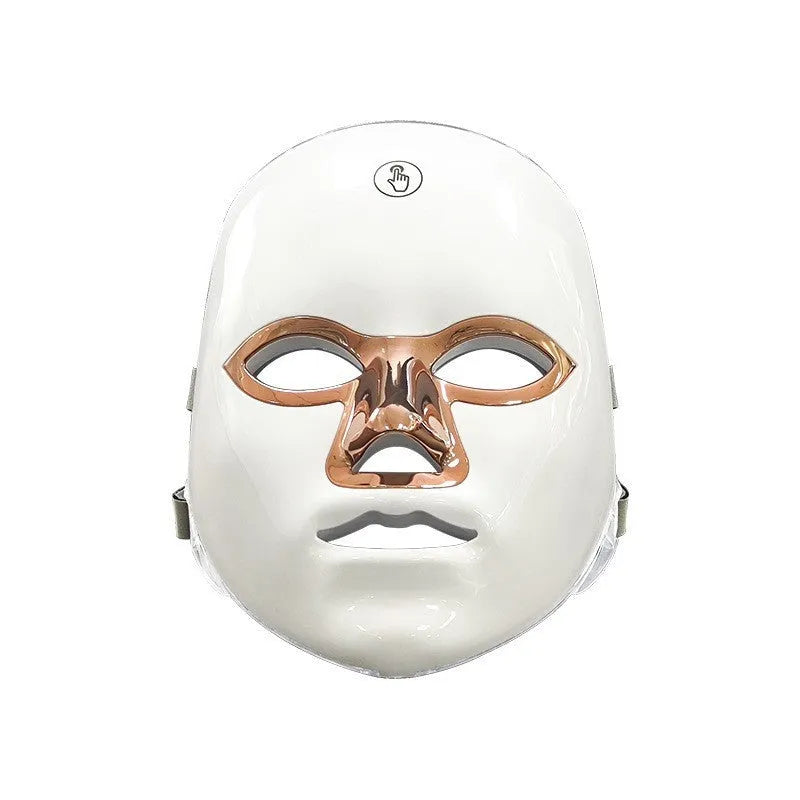 Rechargeable manual touch LED beauty mask in ABS plastic housing with fixing strap