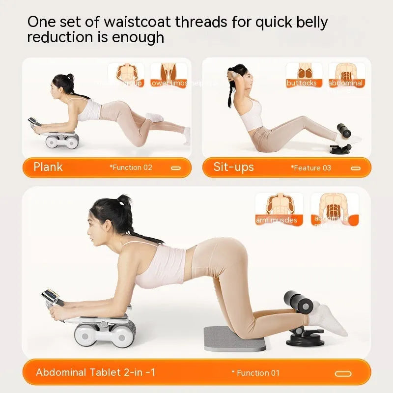 White abdominal fitness roller with LED timing display for home and gym use