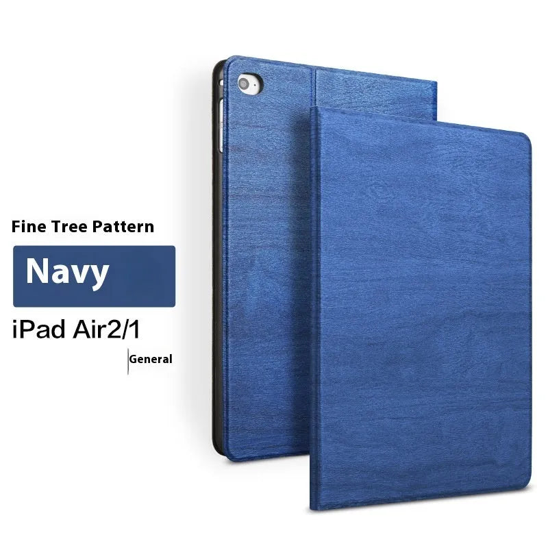 Sapphire blue imitation leather universal sleep bracket protective cover for iPad on a table