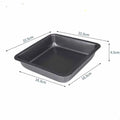Square pizza baking pan in black finish with non-stick coating on carbon steel base