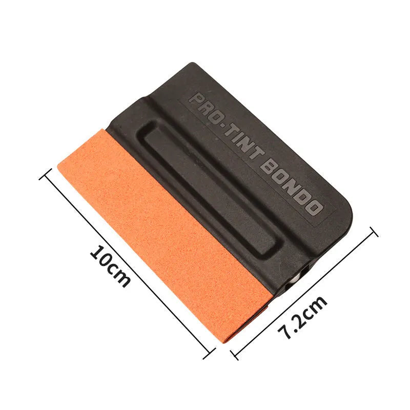 Car film scraper tool with black deerskin pad for applying colour changing vehicle wraps