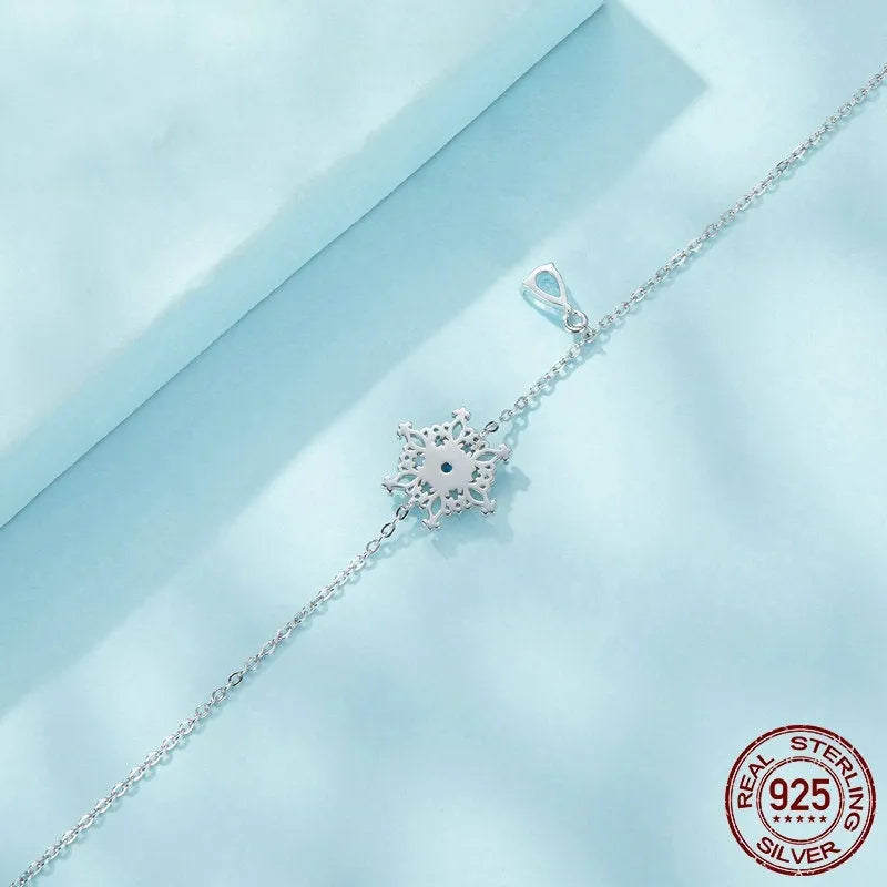 S925 sterling silver ice flower bracelet for women with snowflake design and electroplated finish in SCB263 colour