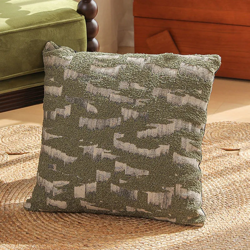 Square Jacquard floral cushion cover in a choice of colours, showing textured plants and flowers pattern.