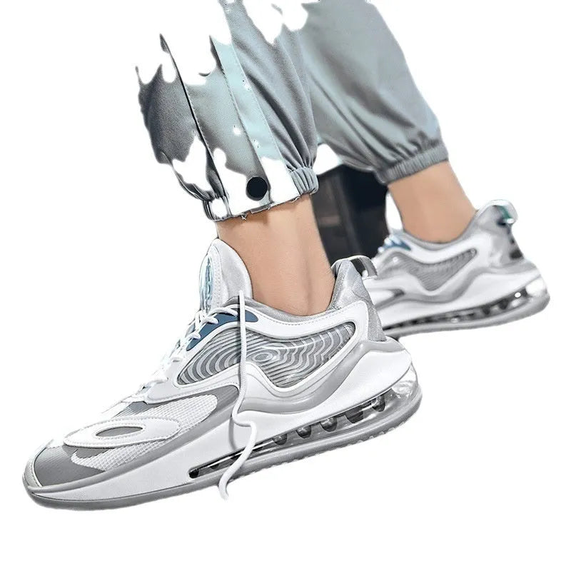 Men's summer air cushion shoes in Space Black with height-increasing design and rubber sole