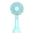 Blue handheld mini desktop USB electric fan with three speed settings and quiet operation