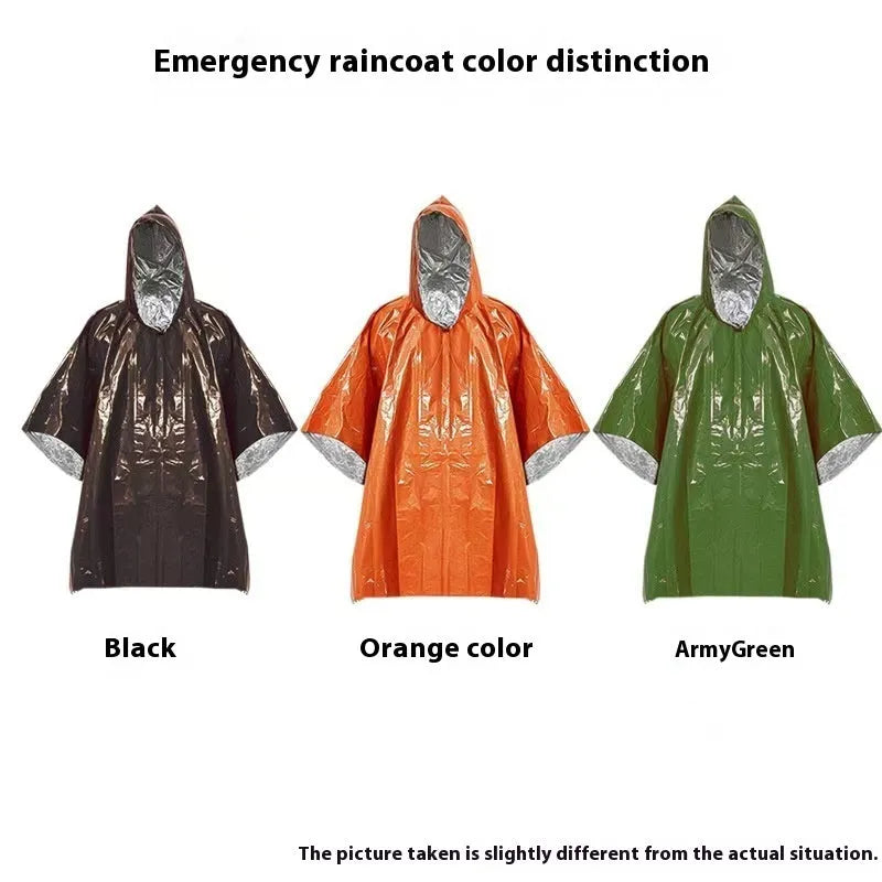 Marathon Wild Cross-country Multifunctional Raincoat laid flat, shown in orange and army green colour options.
