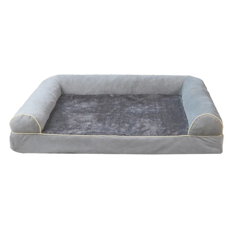 Rectangular sponge dog bed with breathable cloth cover in blue colour