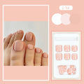 Skin colour plastic toenail stickers with J-52 design and adhesive glue for nail decoration