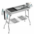Stainless steel portable barbecue oven with turnover design and multiple cooking grids