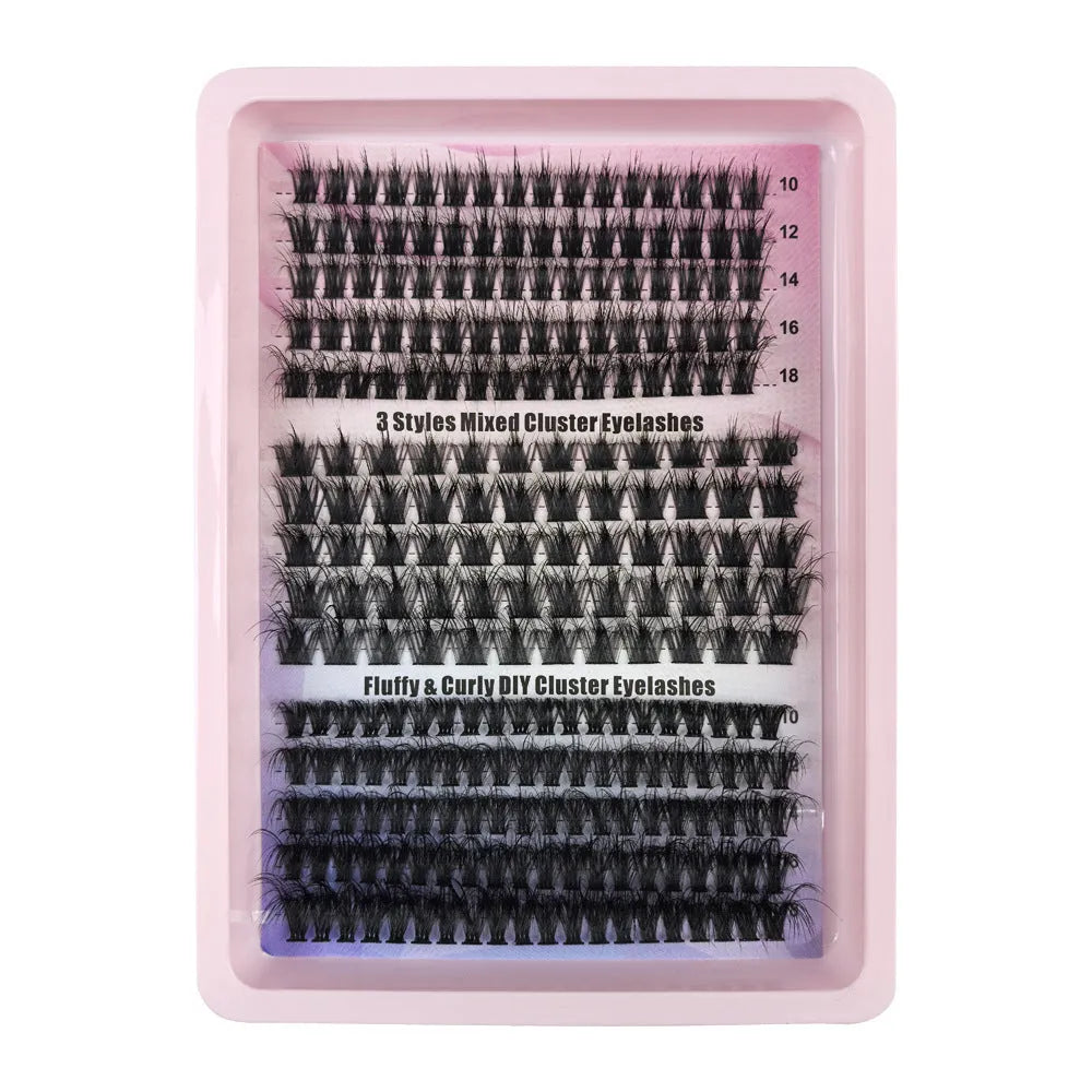 Large capacity false eyelash storage box measuring 13.7cm with mixed eyelashes inside