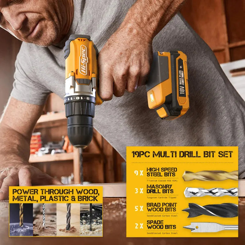 Grey yellow US style tool combo set with 82 chrome-vanadium steel pieces for furniture installation