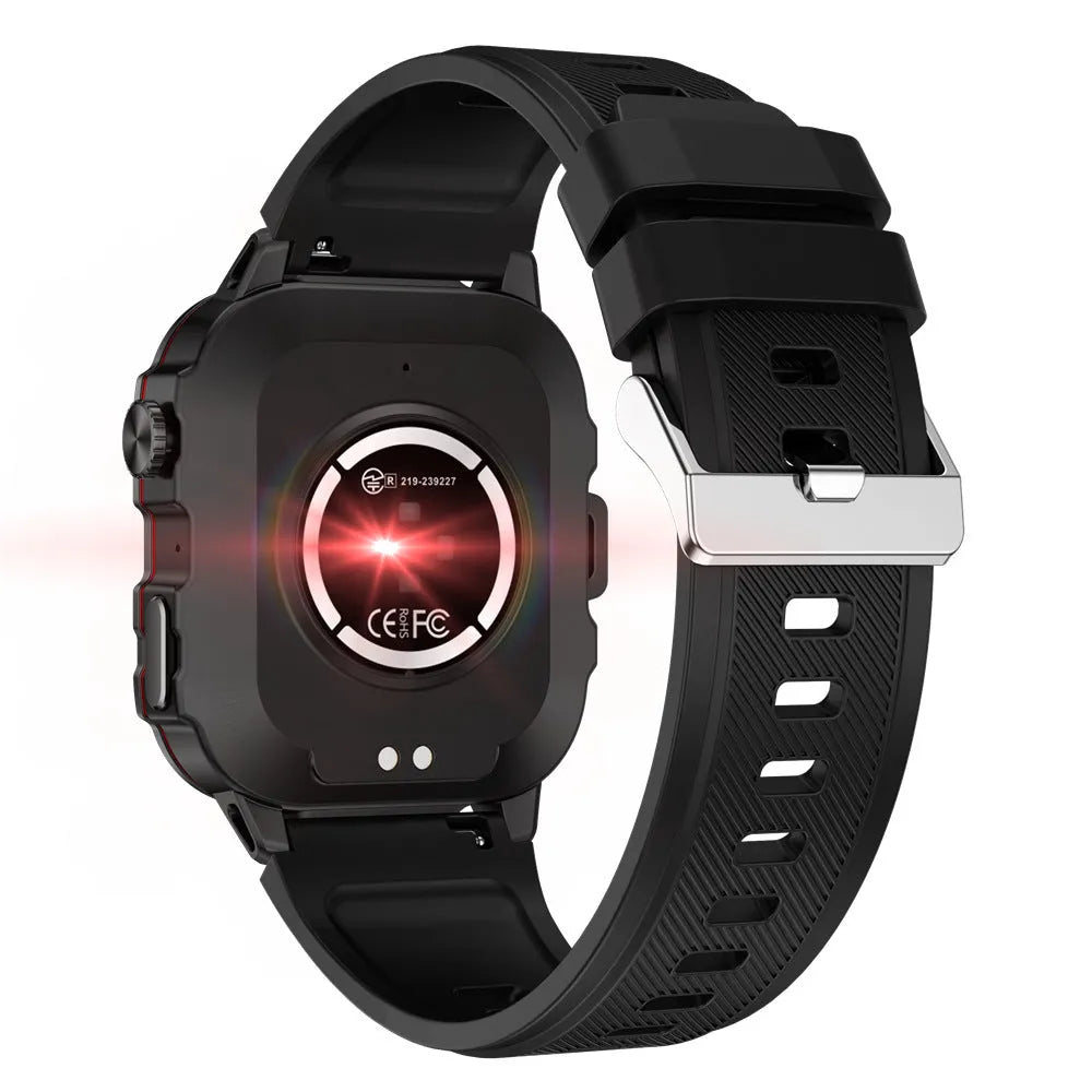 QX11 smartwatch with zinc alloy case showing TFT screen displaying heart rate and fitness data