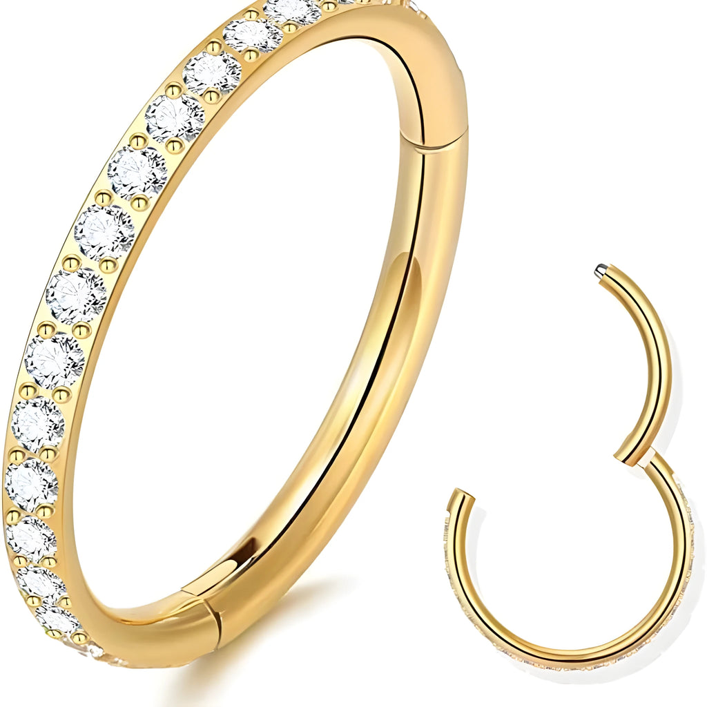 Stainless steel seamless nose ring with electroplated finish showing colour options and round design