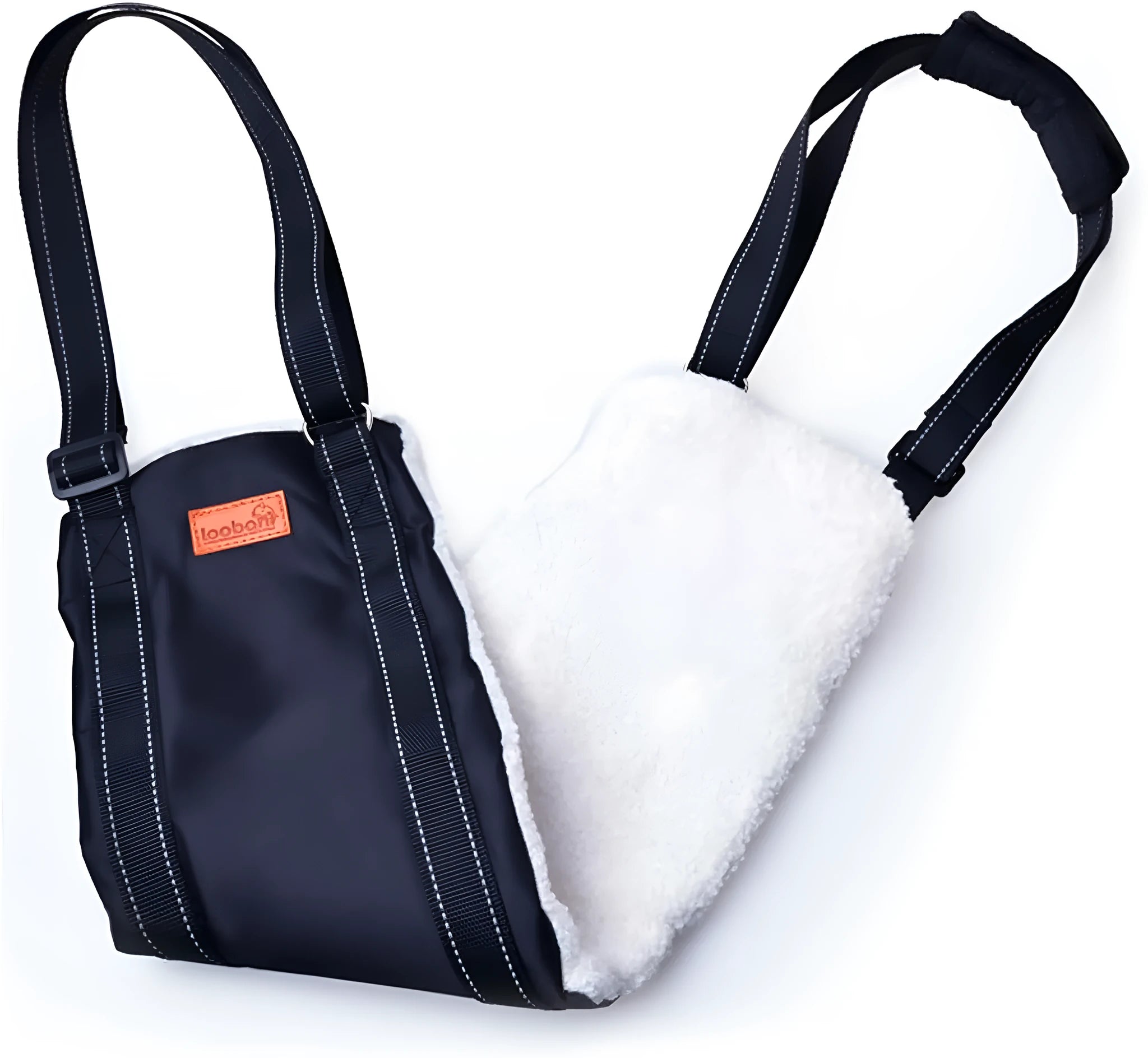 Portable dog sling for hind leg support with adjustable reflective nylon straps and padded handle
