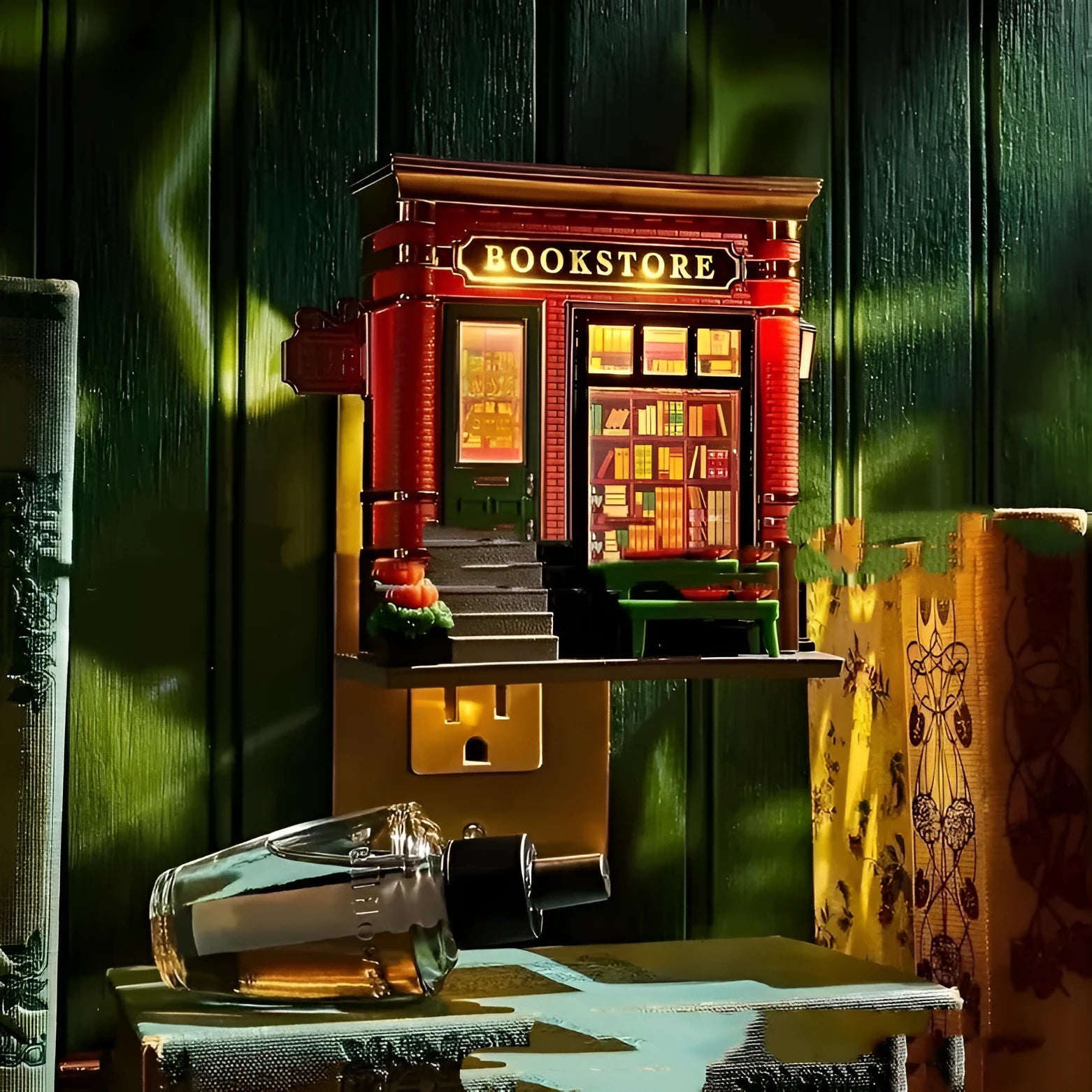 Cartoon house design resin night lamp ornament with US plug for indoor Christmas decoration