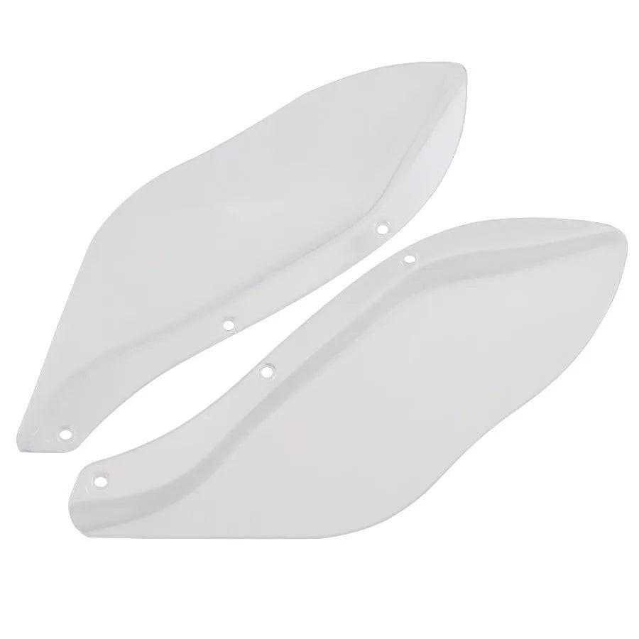 Harley Davidson motorcycle side wing head covers in black and transparent options for Touring models