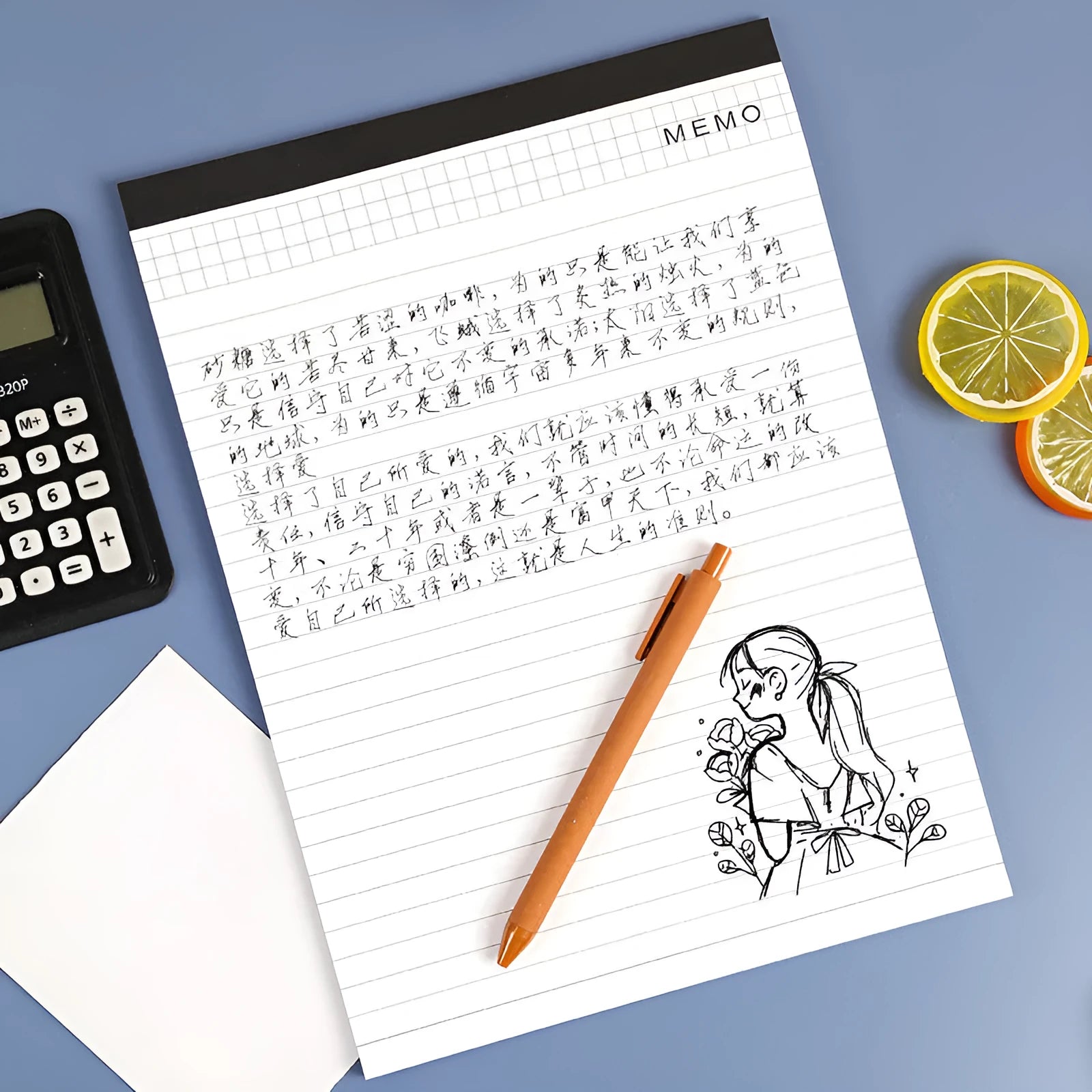 A4 tearable notebook with grid paper and a paper cover, shown open to reveal its pages.