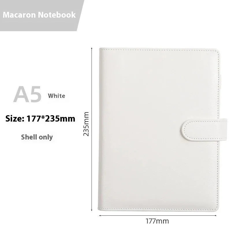 A5 PU leather notebook shell with zipper closure in a solid colour, shown closed.
