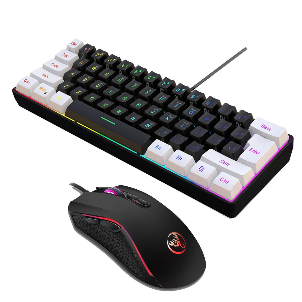White and black backlit keyboard and mouse combo with 1.5 metre cable