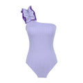 Single-shoulder suspender tube top one-piece swimsuit for women in high-waist design