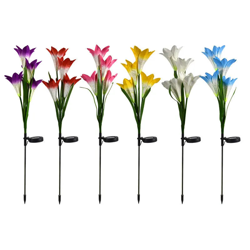 Solar lily festive lantern outdoor villa courtyard garden flower shape solar powered IP65 850mm