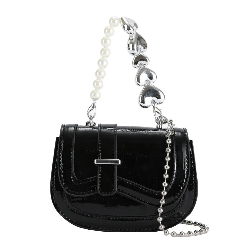PU leather women's mini crossbody bag in horizontal square shape with internal phone pocket