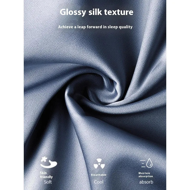 Ice silk men's three-piece home wear suit in a thin fabric, shown with shorts and trousers
