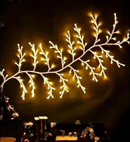 Flexible LED willow vine garland with 144 warm white lights and birch bark texture